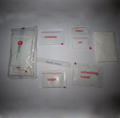 China AIRLINE CONDIMENTS PACK, CONDIMENTS FOR AIRLIINE, SUGAR, SALT, PEPPER, CREAM, CANDY, TISSUE for sale