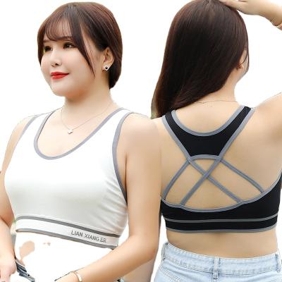 China QUICK DRY wide shoulder straps plus size LETTER LETTER LOGO Wrapped Chest Girl Ladies seamless cross back bra vest tube top for sale