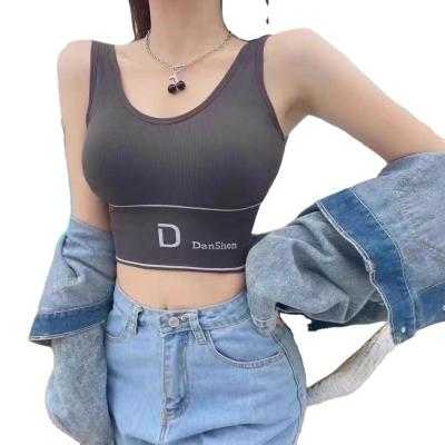 China QUICK DRY Popular Letter Logo Comfortable Fashion Radio Sports Bra Lady Chest Girl's Breathable Wrapped Seamless Vest Tube Top for sale