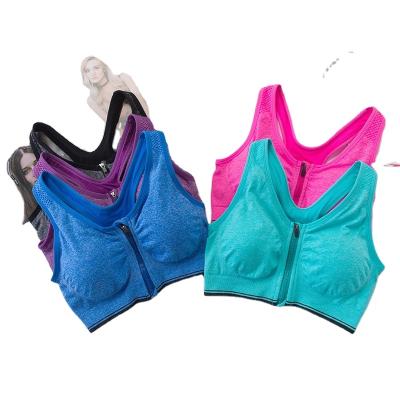 China Wholesale Breathable Lift Up Yoga Bra Front Zipper Fitness Sports Crop Top Comfortable Bra Top Running Vest Women Women for sale