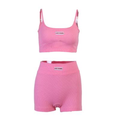 China Breathable Bright Color Stability Not Easy To Wrinkle Women Active Wear Workout Plus Size Shorts Summer Yoga Sets For Women 2 Pieces for sale