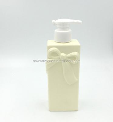 China Personal Care 300ml Empty Plastic Rosette Decoration Body Wash Bottle for sale