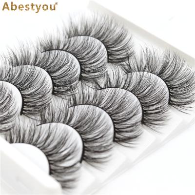 China Abestyou 5Pair New Black Wispies False Eyelashes Extra Long Winged Hair 3D Thick Fluffy Eyelashes Lash Extension Beauty Faux Mink Eye Lashes for sale