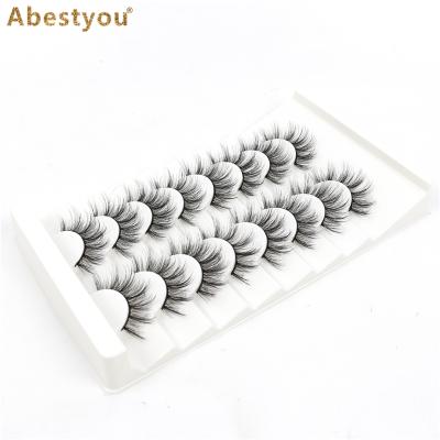 China Winged Abestyou Drop Shipping RTS Meow Wholesale False Mink Lashes Eyelashes 8pairs Long Natural Silk Thick False Eyelashes Sellers for sale