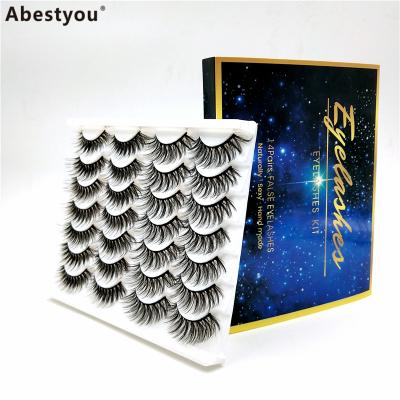 China Abestyou 14pairs Volume Full Long Soft Fluffy Eyelashes 3D Mink False Eyelashes Handmade Wispy Lashes Natural Eye Extension for sale