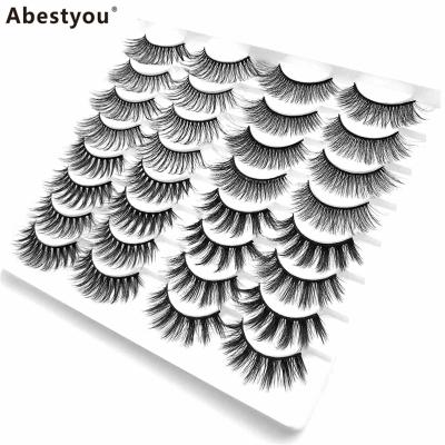 China Abestyou 16pair Full Natural Long Strip False Lashes For 3D Makeup Faux Mink Eyelash Vendors for sale