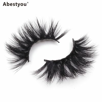 China Abestyou 100% 3D Mink Lashes 25mm Long Thick Length Eyelash Paper Box Packaging Lash Lashes Wholesale for sale