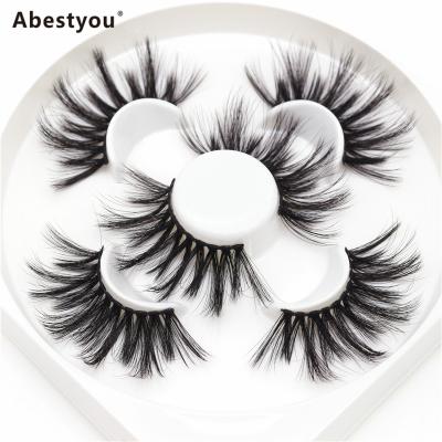 China Abestyou 25mm Long Style Thick Strip Whips 3in1 Lotus Flower Tray Faux Mink Extremely Soft High Quality Fake Lashes Make Up Lashes for sale