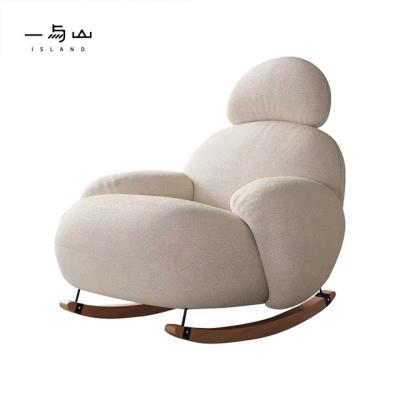 China Nordic White Velvet Revolving Rocking Chair With Armrest Make You Cloud Feeling For Living Room for sale