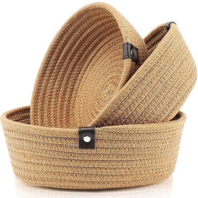 China QJMAX Folding Decorative 3 Pack Cotton Rope Storage Baskets Baskets For Gift Baskets for sale