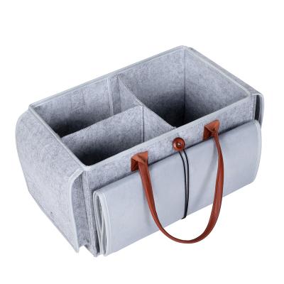 China QJMAX Foldable/Reusable Portable Felt Organizer For Boy Tote Bag With Changing Pad Baby Diaper Cart for sale