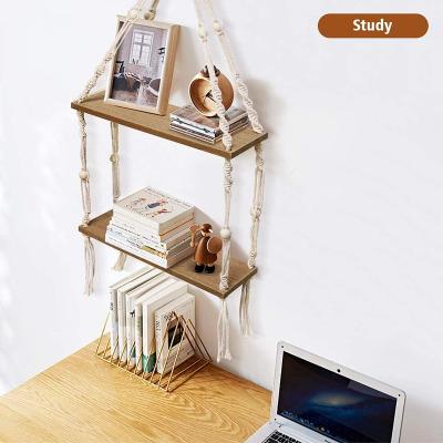 China QJMAX 2 Foldable / Eco-friendly Tidy Shelf Macrame Hanging Shelf For Living Room Bedroom for sale