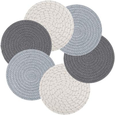 China QJMAX Sustainable Handmade Set Of 6 Drink Coasters Set Cotton Rope Cup Mat for sale