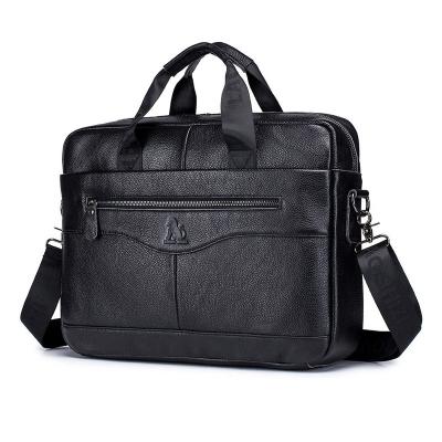 China Daily Used Luxury Waterproof Business Laptop Handbag Lawyer Shoulder Bag Genuine Leather Briefcase For Men Custom Logo for sale