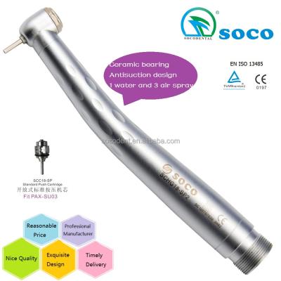 China Excellent Performance SOCO High Speed ​​Dental Anti-Retraction High Polish Handpiece With Ceramic Bearing for sale