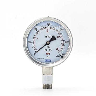 China 100MM Stainless Steel Liquid Filled Pressure Gauge Bourdon Type 400 Psi CL1.0 Accuracy for sale