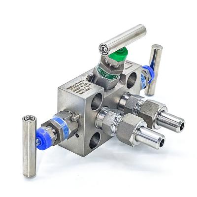 China SS316 3 Way Manifold Valve  Hydraulic Valve Manifolds Block Stainless Steel Needle Valve for sale