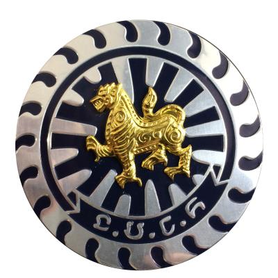 China LED Flashing Die Hit Hard Metal Iron Gold Enamel Pin Brooch Lapel Pin Badge for sale