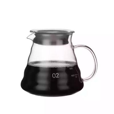 China Sustainable Hot sale 360ml/600ml High borosilicate Heat resistant glass coffee pot with handle for sale