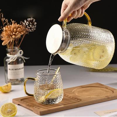 China Sustainable Customize 1800ML high quality Heat Resistant Glass water Jug With The Handle for sale