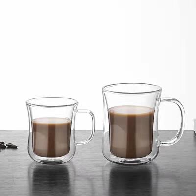 China Contemporary Hot sale High borosilicate transparent glass coffee cup with handle for sale