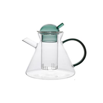 China Sustainable Wholesale Heat Resistant Borosilicate Transparent Glass Teapot With Infuser for sale