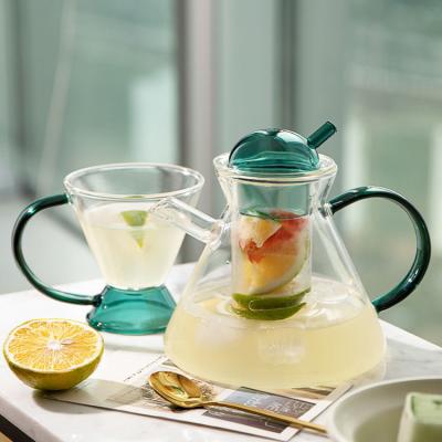 China Sustainable customize Eco-friendly Heat Resistant Borosilicate Glass Teapot With Infuser for sale