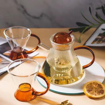 China Sustainable Customize 500ml Heat Resistant high borosilicate glass teapot with colorful lid for sale