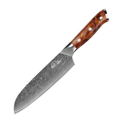 China Viable Unique Style Hot Sale 7 Inch Damascus Steel Professional Cooking Kitchen Knife Customized Sharp Santoku Knife for sale