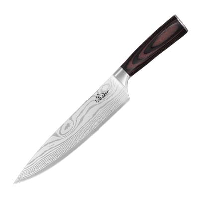 China Sustainable Premium 8 Inch Cooking Stainless Steel Pakka Wood Handle Chef Knife for sale