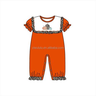 China OEM Autumn Toddler Long Sleeve Babies Newborn Halloween Pumpkin Leopard Playsuit Jumpsuit Romper for sale