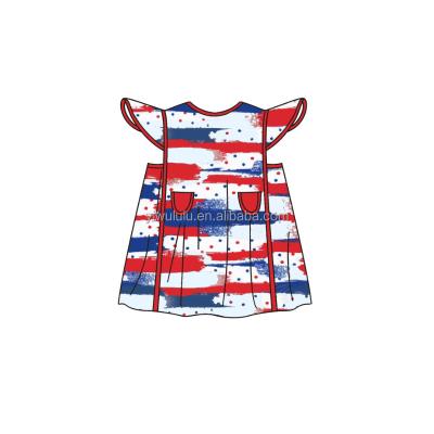 China Good Quality Boutique Kids Girls Short Sleeve Dresses Ruffle Sleeve Girls Summer Dress for sale