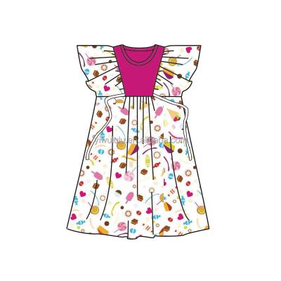 China 2022 New Arrival Summer Princess Short Sleeve Dress For Kids Girls Candy Printed Kids Dress for sale