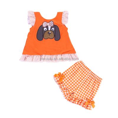 China Toddler Girl Summer Casual Clothing Tops Elastic Boutique Kids Shorts Bottoms Clothing Outfits Set 2pcs for sale