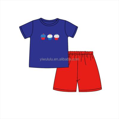 China Anti-Static Summer Customized Children's Wear Cotton Shorts Full Sleeve Vitality Toddler Boy Two-Piece Outfits for sale