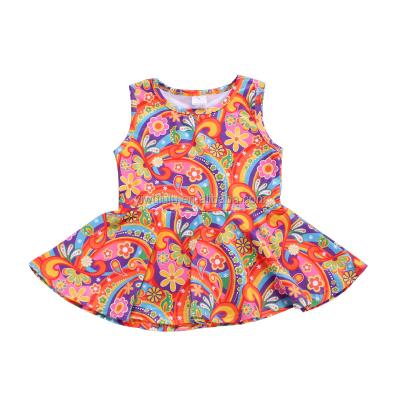 China Anti-pilling Summer Girls Tunic Dress Peplum Shirts Sunglasses Baby Kids Sleeveless Tank Tops for sale