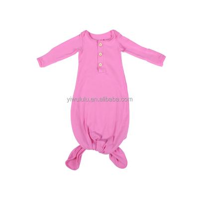 China Baby Breathable Solid Pink Bamboo Knot Dress Newborn Long Sleeve Sleepwear Wrap Covering for sale