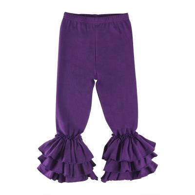 China Breathable Wholesale Ruffle Tight Icing Pants Fashions Boutique Babies Solid Colors Pants for sale