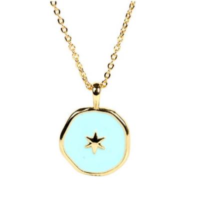 China Enamel Factory Price Moon Figure Gold Plated Brass Enamel Pendants Necklace For Women for sale