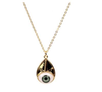 China Factory Price Romantic Eye Figure Gold Plated Brass Resin Pendants Necklace For Women for sale