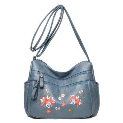 China New Style Factory Price Waterproof Embroidery Waist Belt PU Leather Messenger Bag Satchel For Women for sale