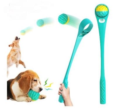 China Factory Price Viable 2 In 1 Outdoor With Pole Chew Ball Set Pet Whistling Toy For Dog for sale