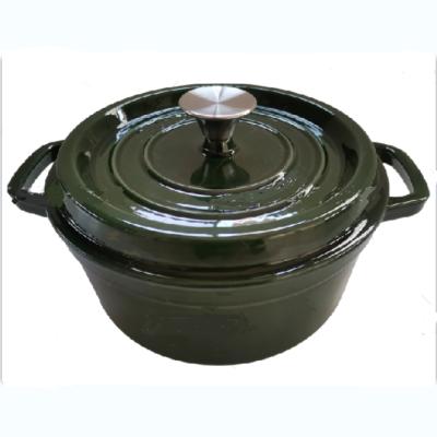 China Sustainable Preseasoned Round Enamel Coated Dutch Cast Iron Oven For Outdoor Kitchen Camping for sale