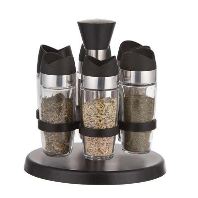 China Unique Easy Viable Twist Salt and Pepper Spice Bottle Glass Jar Spice Storage Dispenser with Labels Pepper Shaker Spice Labels for sale