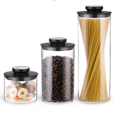 China 3 Pcs Pressure Release High Grade Borosilicate Glass Sustainable Storage Bottle And Jars With One-Button Mechanism for sale