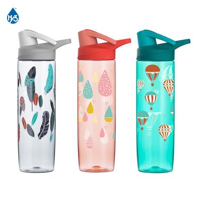 China Hy3 750ml 24oz clear tritan plastic water bottles viable custom portable direct drink water bottles color printing cups for sale