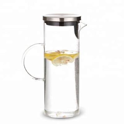 China Highest Quality Sustainable Borosilicate Glass Pitcher With Stainless Steel Lid for sale