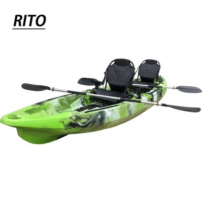 China LLDPE manufacturer 12ft sit on top double 2 person tandem recreational fishing kayak for sale for sale