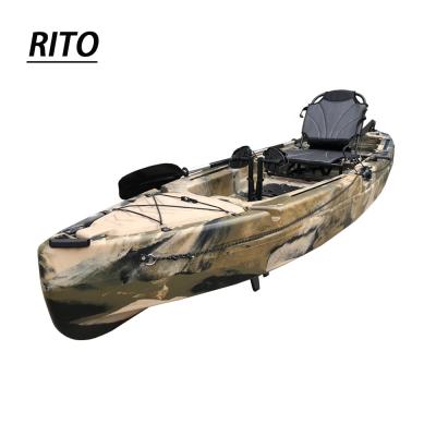 China Fishing Single 3.23m 10.6ft Rotomolded Sit On Top Ocean Wide Cheap Leg Fishing Kayak With Foot Fin Pedal Drive for sale