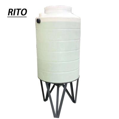 China Hotels Customize Color Conical Plastic Water Storage Cone Bottom Tank For Chemical Mixer With Steel Rack Single for sale